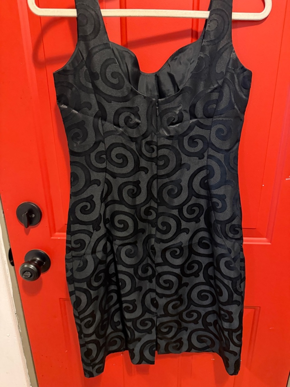 Black Swirl Pattern Sheath Dress - Picture 2 of 3